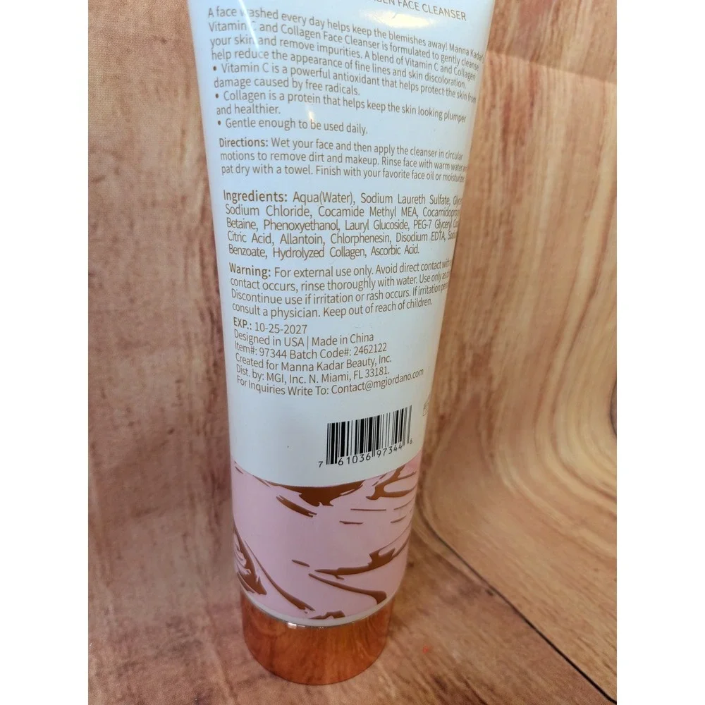 Manna Kadar Vitamin C & Collagen‎ Face Cleanser Paraben Free 6.76 oz
